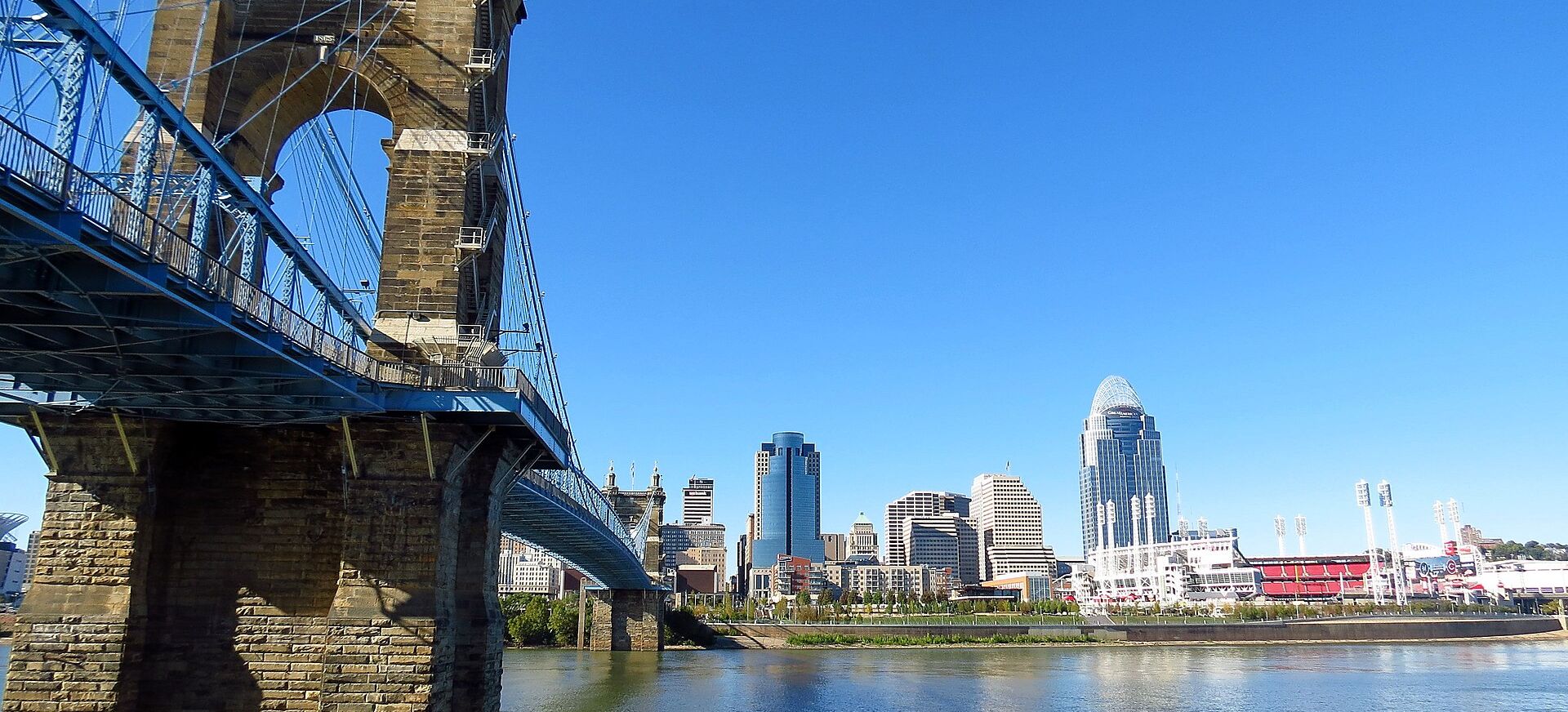 The Roebling Suspension Bridge between Ohio and Kentucky
